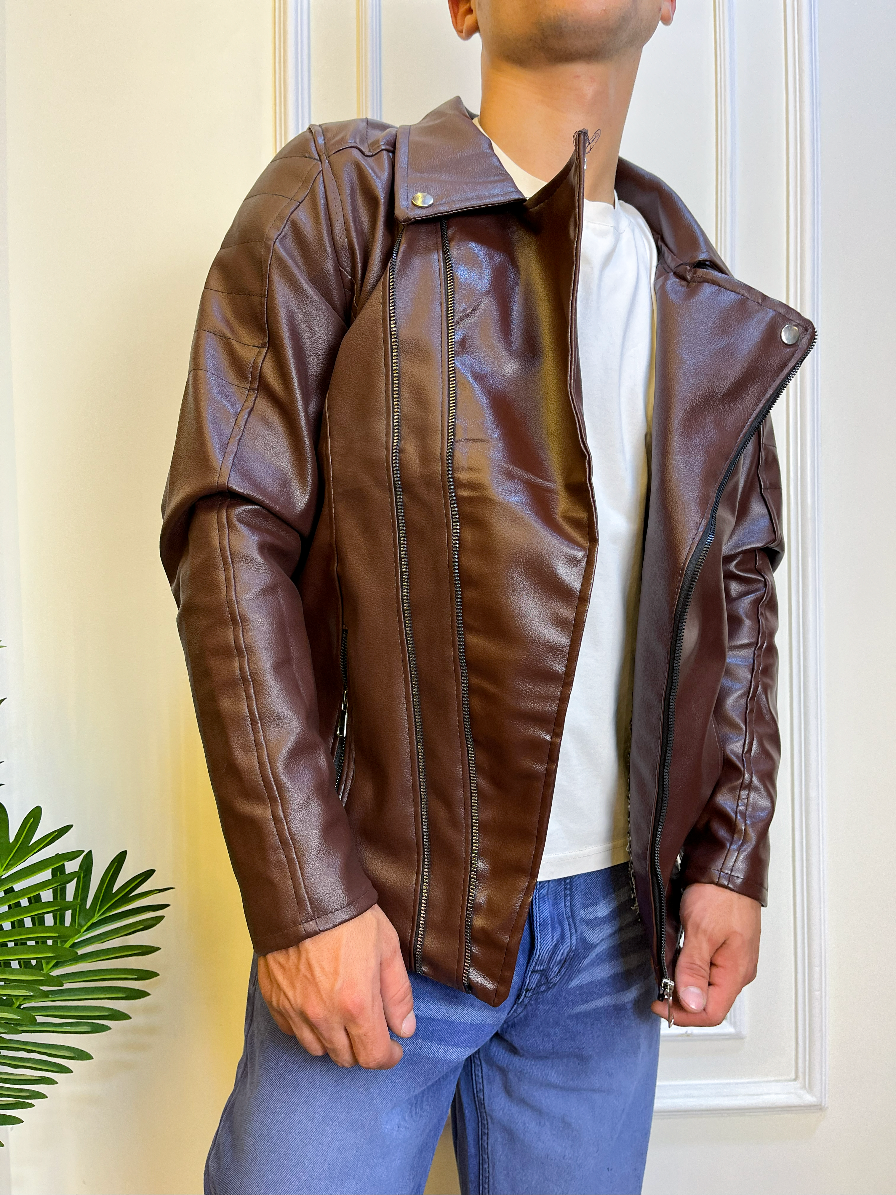 جاكت جلد رجالي خامة تقيلة