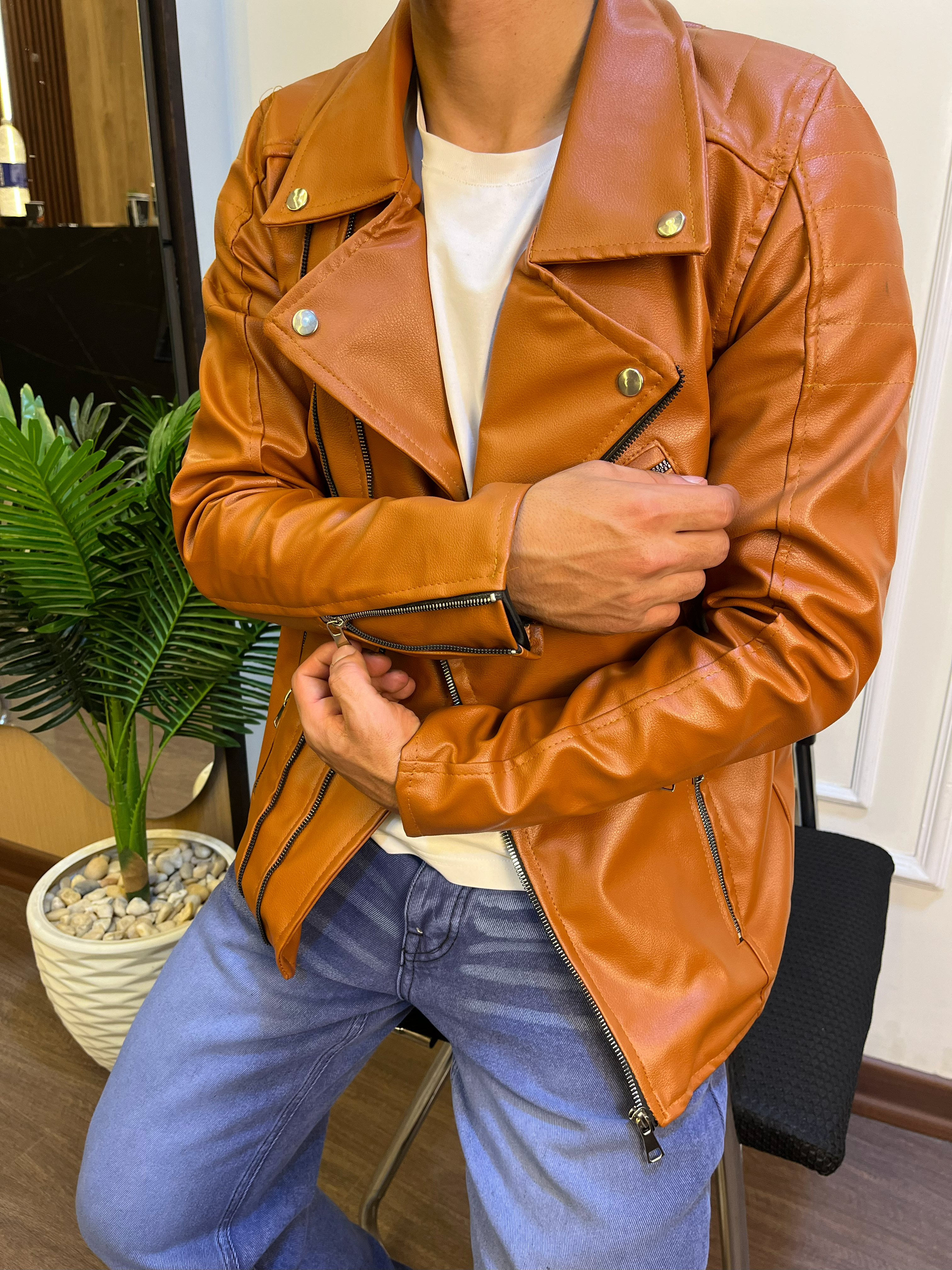 جاكت جلد رجالي خامة تقيلة